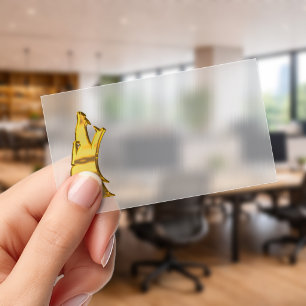 Golden Wolf Head frosted business cards vertical