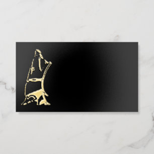 Golden Wolf Head gold foil black business cards