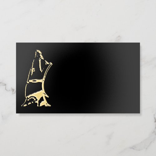 Golden Wolf Head gold foil black business cards
