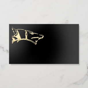 Golden Wolf Head gold foil black business cards
