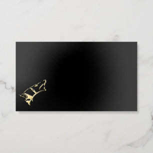 Golden Wolf Head gold foil black business cards sm
