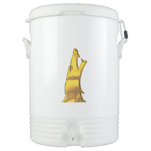 Golden Wolf Head Igloo beverage cooler