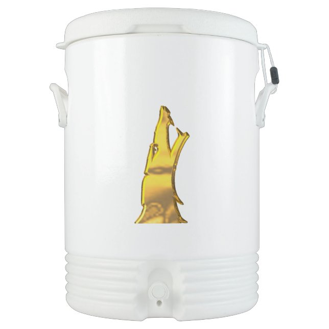 Golden Wolf Head Igloo beverage cooler (Front)