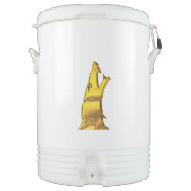 Golden Wolf Head Igloo beverage cooler