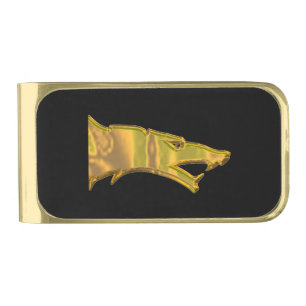 Golden Wolf Head money clip
