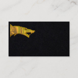 Golden Wolf Head premium black business card horiz