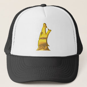 Golden Wolf Head white and black foam trucker hat