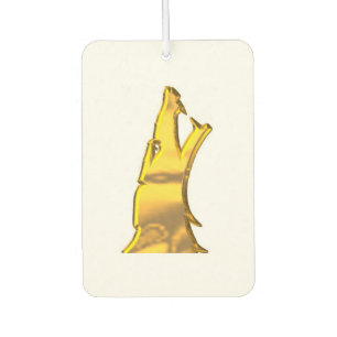Golden Wolf Head white car air freshener
