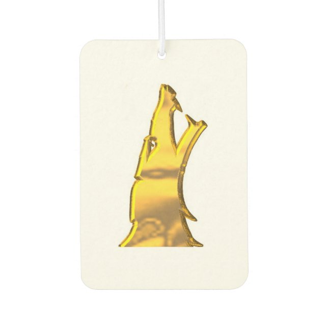 Golden Wolf Head white car air freshener (Front)