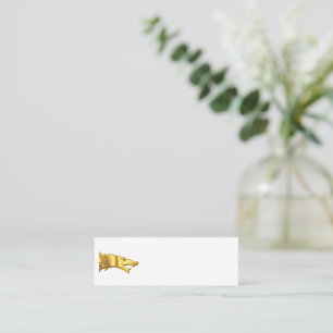 Golden Wolf Head white mini business card horiz