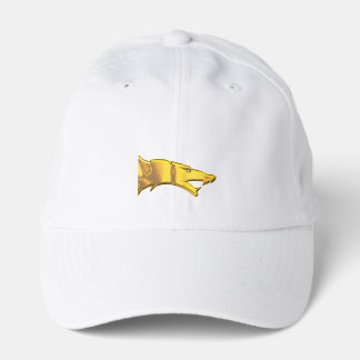 Golden Wolf Head white performance sport cap horiz