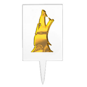 Golden Wolf Head white rectangle cake picks