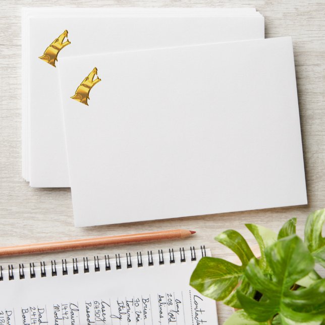 Golden Wolf Head white standard envelopes front (Stacked)