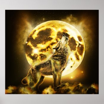 Golden Wolf Poster by CBgreetingsndesigns at Zazzle