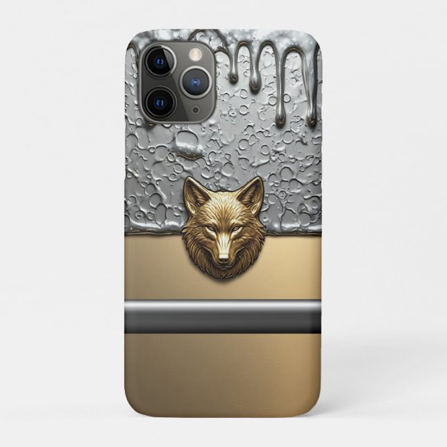Golden Wolf Relief With Metal Drip Effect 🐺 Case-Mate iPhone Case (Back)