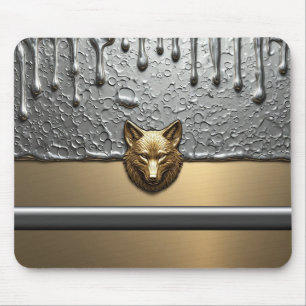 Golden Wolf Relief With Metal Drip Effect 🐺 Mouse Pad