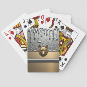 Golden Wolf Relief With Metal Drip Effect 🐺 Poker Cards