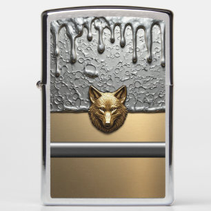Golden Wolf Relief With Metal Drip Effect 🐺 Zippo Lighter