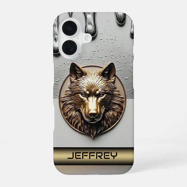 Golden Wolf With Custom Name 🐺 Iphone Case (Back)