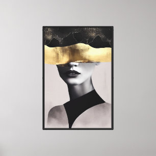 Golden Woman with Black Band: Modern Art Canvas Print