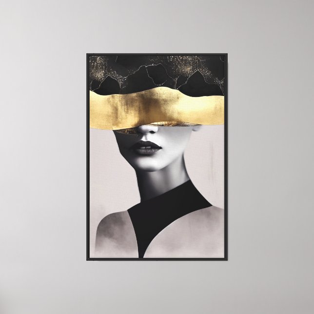 Golden Woman with Black Band: Modern Art Canvas Print (Front)