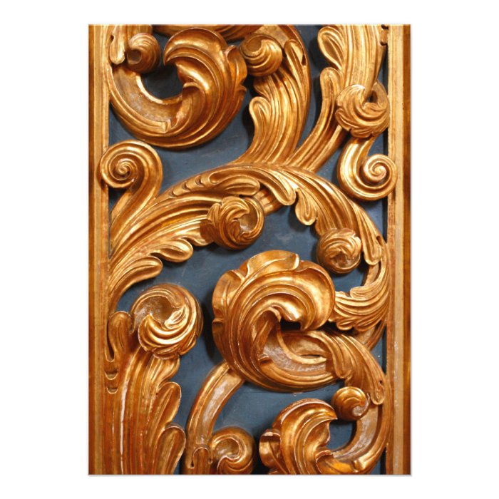 Golden Wood Carving Pattern Custom Announcements