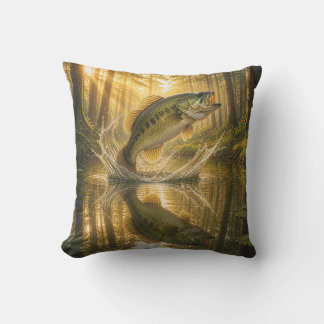 Golden Woodland Largemouth Bass Tote Bag Outdoor Pillow