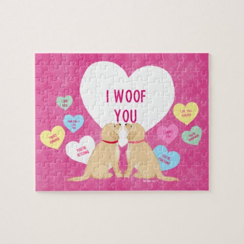 Golden Word Hearts Valentines Jigsaw Puzzle