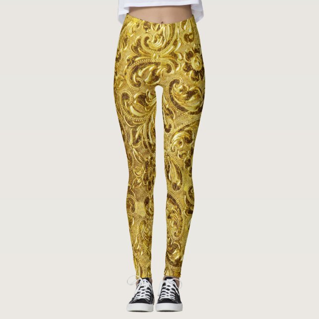 Golden World - Power Yoga Leggings (Front)