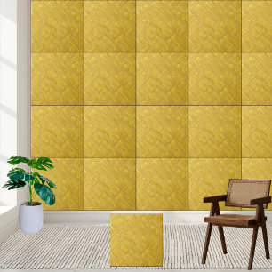 Golden Woven Bamboo Pattern Ceramic Tile