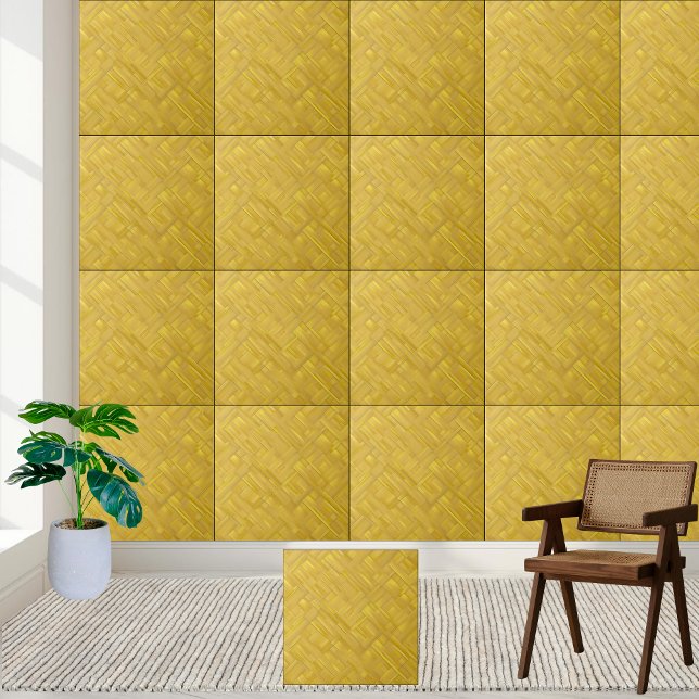 Golden Woven Bamboo Pattern Ceramic Tile (Golden Woven Bamboo Pattern Ceramic Tile)