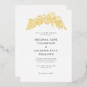 Golden wreath elegant wedding design foil invitation