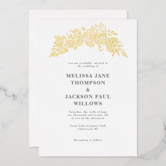 Golden wreath elegant wedding design foil invitation | Zazzle.com