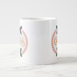 “Golden Wreath of Christmas Elegance” Giant Coffee Mug