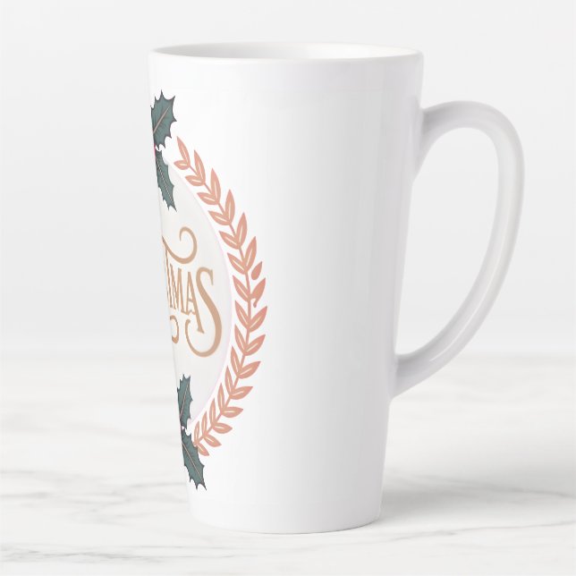 “Golden Wreath of Christmas Elegance” Latte Mug (Right)