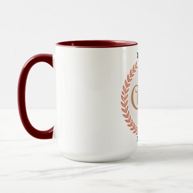 “Golden Wreath of Christmas Elegance” Mug (Left)
