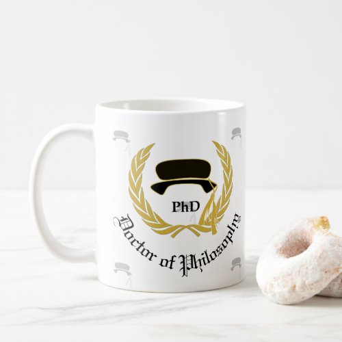 Golden Wreath PhD Doctor Degree Graduation Coffee Mug