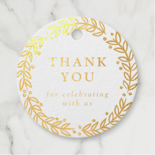 Golden Wreath Thank You Foil Favor Tags