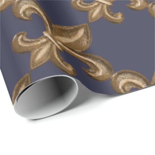 Golden Wrought Iron Fleur de Lis Custom Wrapping Paper