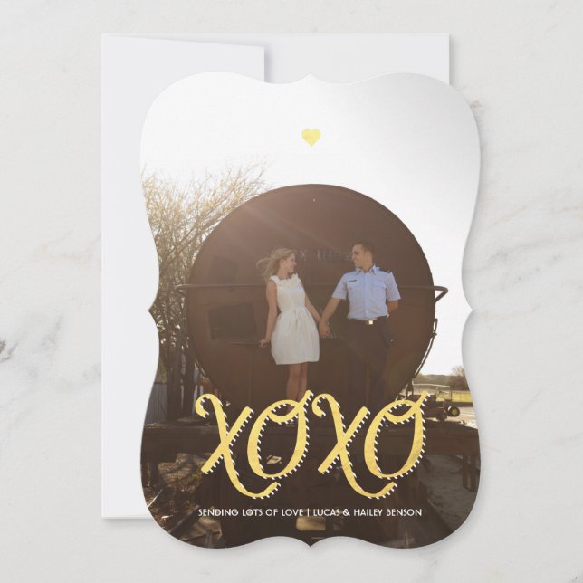 Golden XOXO | Valentine's Day Photo Card (Front)