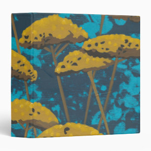 Golden Yarrow Garden with Blue Background 3 Ring Binder