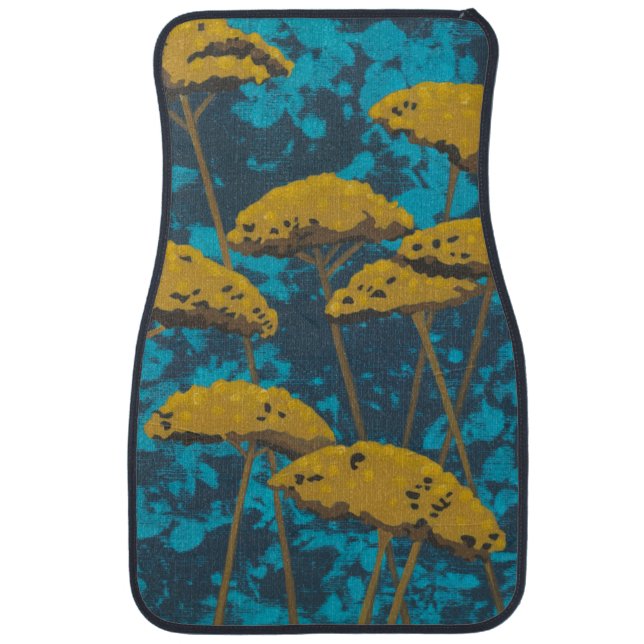 Golden Yarrow Garden with Blue Background Car Mat (Front)