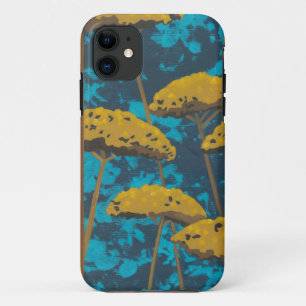Golden Yarrow Garden with Blue Background iPhone 11 Case