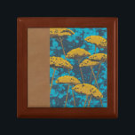 Golden Yarrow Garden with Blue Background Gift Box<br><div class="desc">Golden yarrow flowers punctuate this beautiful garden scene. The blue background also holds a hint of leaves scattered throughout. It’s like looking at a Magic Eye photo except much more fun!</div>