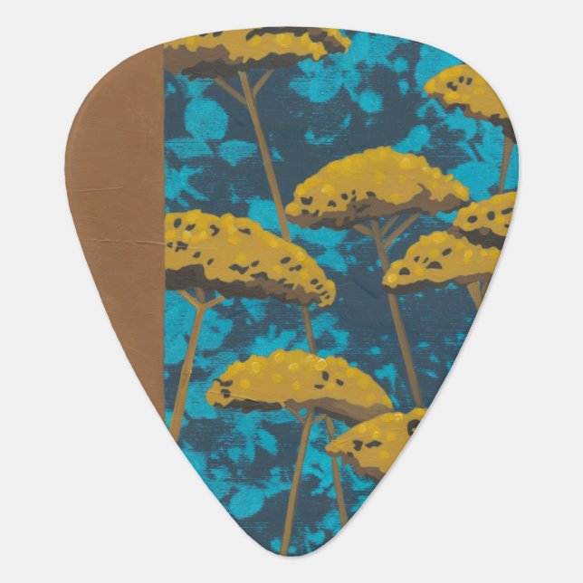 Golden Yarrow Garden with Blue Background Guitar Pick (Front)