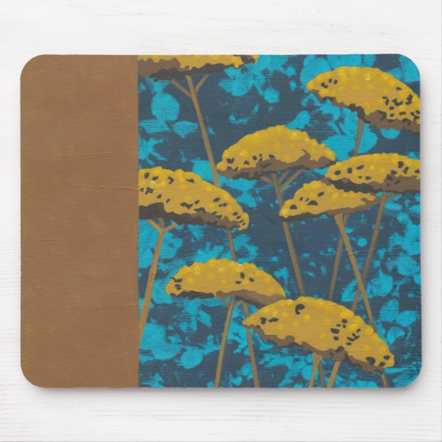Golden Yarrow Garden with Blue Background Mouse Pad (Front)
