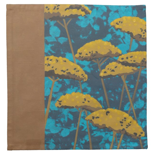 Golden Yarrow Garden with Blue Background Napkin (Front)