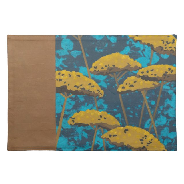 Golden Yarrow Garden with Blue Background Placemat (Front)