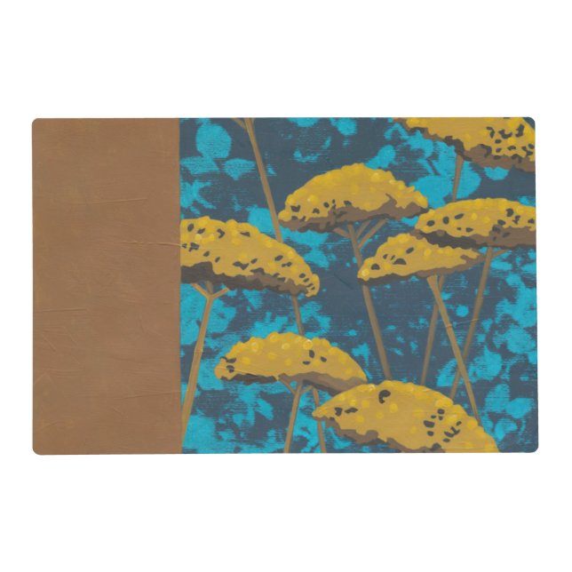 Golden Yarrow Garden with Blue Background Placemat (Front)