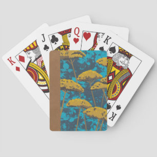 Golden Yarrow Garden with Blue Background Poker Cards